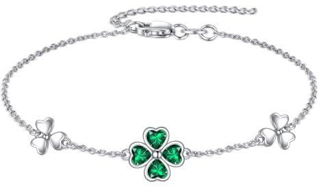 VONALA Klee Armband 925 Sterling Silber 4-Blatt und 3-Blatt Klee Armband Irische Shamrock Schmuck Geschenke für Ladies Damen