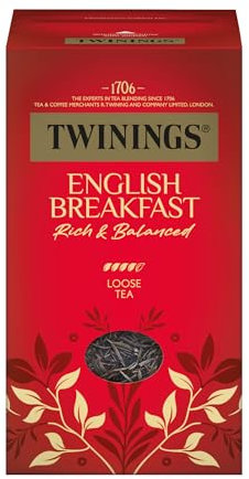 Twinings ENGLISH BREAKFAST Schwarzer Tee lose in der Tee-Dose - kräftiger Schwarztee aus hochwertigen Teeblättern, gepflückt in Sri Lankas & Indiens besten Teegärten (200g)