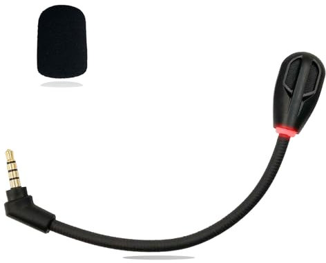 SPTSSWET Replacement Microphone Compatible with Kingston HyperX Cloud Flight,Flight S Wireless Gaming Headset for PC PS5 PS4 Xbox Series X,S Noise Cancellation with LED Mute Indicator Mic,Black
