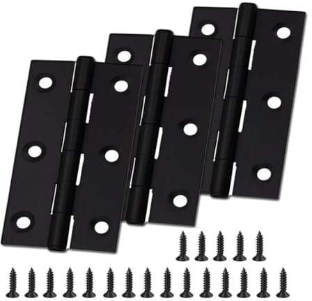 YOBOKO 3 Stück Edelstahl-Türscharniere mit Schrauben Rostfrei für Holztüren Tore Fenster Schränke Schubladen, Kästen Geräuschloses Öffnen und Schließen