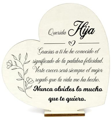 Regalo Hija, Adornos de Madera Corazón, Ideas Regalos Navidad, Regalos Mujer Navidad, Regalos para Hijas Adultos, Regalo Hombre Joven, Regalos para Casa, Regalos Cumpleaños Hija, Regalo Familia