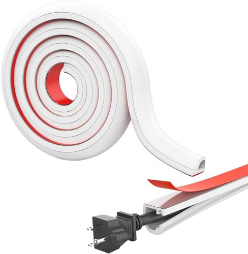 3M Mini Kabelkanal Selbstklebend, Flexibler Kabelkanal Halbrund, Kabelkanäle Ecke Weiß, Kabelbrücke Wand Boden für Kabelschutz,Cable Hider Aussenbereich Wetterfest, K15-15mm(W)×10mm(H), Kabelversteck