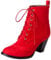 Vrupons Stivaletti con tacco a blocco, con lacci, per donna alla moda, opaco rosso, 39 EU