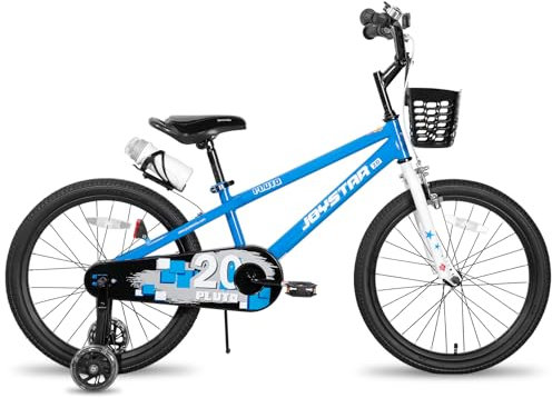 JOYSTAR Pluto Kids Bike 20 Zoll Kinderfahrrad für Jungen Mädchen im Alter von 6-9 Jahren, Kinderfahrräder mit Stützrädern &Fahrradständer, blau