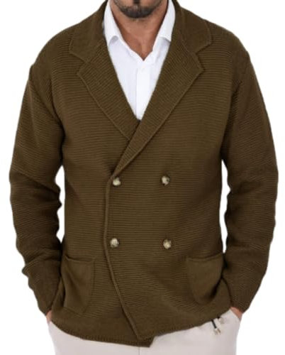 ZEMALON Strickjacke Herren Slim Fit Warm Mode Gestrickte Jacke Herren Temperament Klassisch Trend Strickwaren Herren Casual Weich Komfortabel Sweater Jacke Herren K-Brown XXL