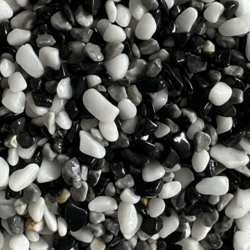 Steinteppich Epoxidharz Set Innen & Außen (ca. 224kg / 16-20m²) | 16 Farben | 200kg 2-4mm Marmorkies + 24L, 2K Epoxidharz Bindemittel | Für Balkon, Terrasse, Treppen, Garage (Bianco Grigio Nero)