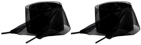 Mcoser Cordones planos de gasa para zapatos, cordones de gasa de organza, cordones de seda, cordones negros para zapatos para mujer, 100 x 4 cm, Black, 100cm*4cm