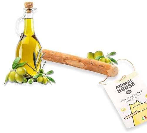 Animal House Legno d'Ulivo per Cani, Masticativo Naturale Imbevuto in Olio d'Oliva, Antistress, Resistente e Duraturo, Rafforza l'Igiene Orale, Alta Qualità (L)