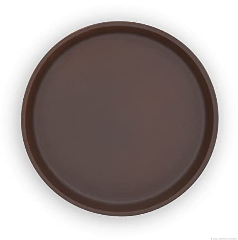 Kerazo Sottovaso rotondo in ceramica, resistente alle intemperie, diametro esterno 16 cm, diametro interno 13 cm, robusto, parete spessa, per vasi da fiori, abbeveratoio per uccelli (marrone opaco)