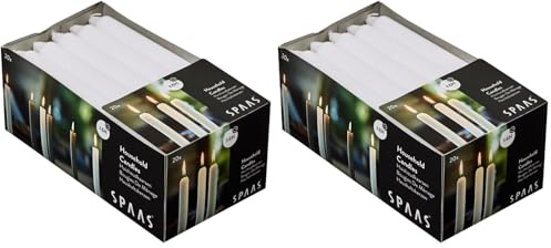 SPAAS 20 Haushaltskerzen 19/180 mm, ± 6 Stunden - weiß (Packung mit 2)