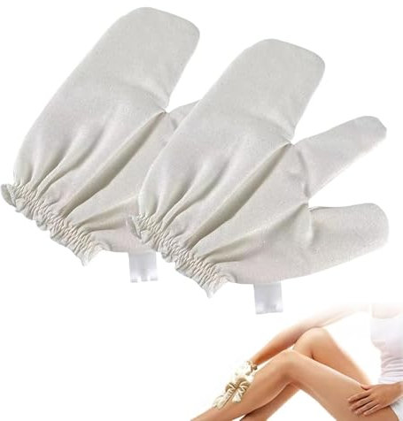 Garshana -Handschuhe rohe Seidenmassagehandschuhe Ayurveda -Massage, Trockene Bürstenhandschuhe für Körper Peeling & Lymphmassage, Seidenhandschuhe für Frauen und Männer (2pcs)