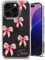AIGAT Personalised Phone Case for iPhone 15 Plus - Clear Soft Gel Custom Cover Beautiful Girly Bow and Heart Design Individual Style Initials Name Text - Rose Gold Name