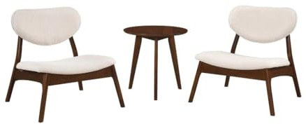 GIANTEX Sessel mit Tisch Wohnzimmer, Wohnzimmer Möbel Set Komplett Sessel mit Tisch, Loungesessel gepolstert mit Massivholzrahmen, Relaxsessel 3er Set mit Beistelltisch, Sitzgruppe Indoor 2 Stühlen