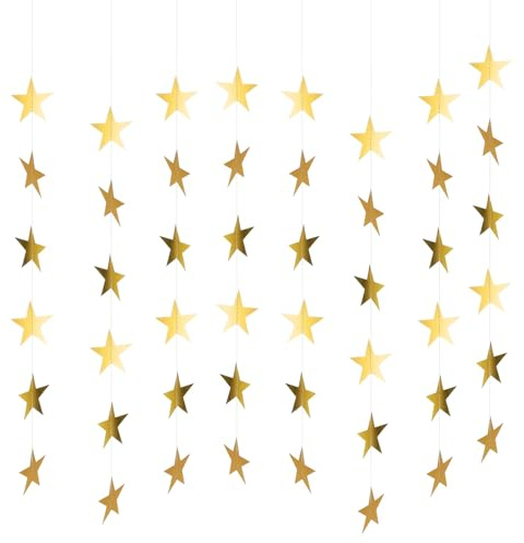 Glitzer Stern Girlande, 3 Stück 4m Stern Papier Girlande Deko, Hängende Sternengirlande, Papiergirlande mit Reflective für Weihnachten Geburtstag Karneval Jubiläen Hochzeiten Partydeko
