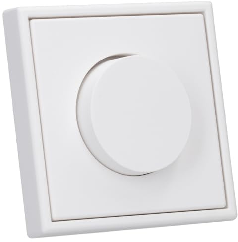 JUNG Serie LS Set 1730DD LED-Drehdimmer Schneeweiß Matt | mit 1730DD Drehdimmer Standard LED, LS1740WWM Abdeckung mit Drehknopf, LS981WWM Rahmen 1-fach