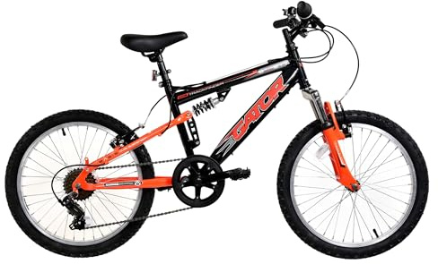 Basis Bikes Mountain Bike Gator 20in Wheel Full Suspension Kids - Gloss Black/Red