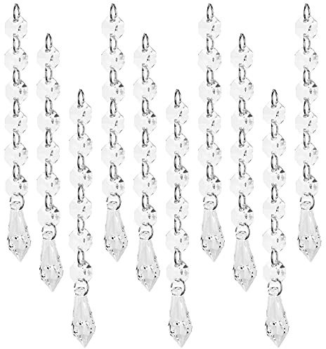 RASTKY Perle Suspendue en Cristal en Forme de Goutte Longue, pour Lustre, Chambre de bébé, Arbre de Noël, Pendentif en Acrylique de 15cm, 10 Pièces