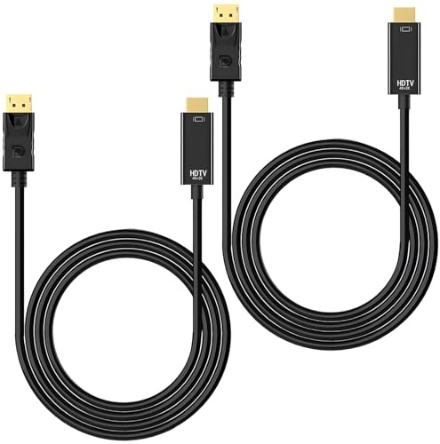 2 Pcs 4k Displayport To Hdm Adapter,1.8m Uni-Directional Dp To Hdm Cable Compatible With Lenovo/Dell/Hp/Asus & Other Brands