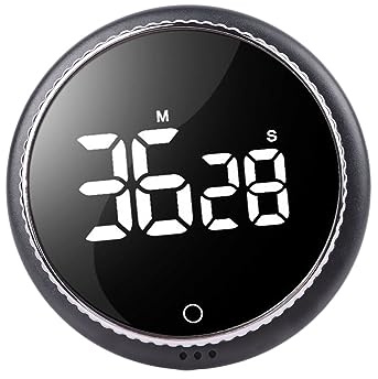 Minuteur rotatif MEEVINWH, horloge numérique magnétique à compte à rebours, minuteur de bureau pour la cuisine ou le bureau avec grand écran, réglage du volume, fonctionnement