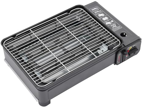 Yikmid Barbacoa portátil de gas, barbacoa de gas, barbacoa de gas para camping, pequeña con red de barbacoa, hornillo de gas, hornillo de gas, hornillo de camping, parrilla de gas portátil para