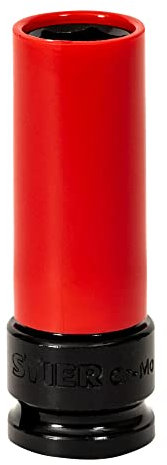 STIER Kraft-Steckschlüssel-Einsatz, Antrieb 1/2 Zoll, SW 17 mm, Vierkant hohl, Abtrieb Sechskant, Nüsse, Schonnüsse, Für Radmontage von Alufelgen, Rot