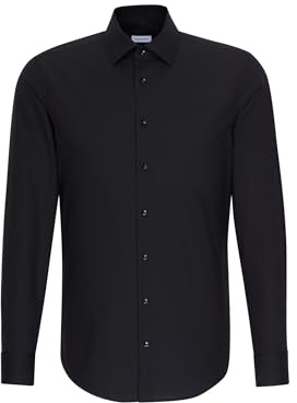 Seidensticker Herren Mens Longsleeve Bügelfreies Hemd Mit Sehr Schmalem Schnitt - X-Slim Fit Langarm Kent-Kragen, Schwarz(477870), 44 EU