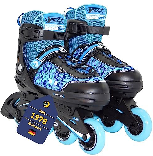 BEST SPORTING Inline Skates Kinder I Rollschuhe größenverstellbar 35-40 I robuste Inliner für Jugendliche mit Bremse I blau - schwarz I Rollerskates Schuhe Kinder I Inliner mit 4 Rollen