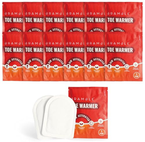 Bramble 24 Toe Foot Warmers (12 Pairs), Feet Warmers for Women and Men - Heat Pads for Feet - Hiking, Golf, Football - 8 Hours of Heat