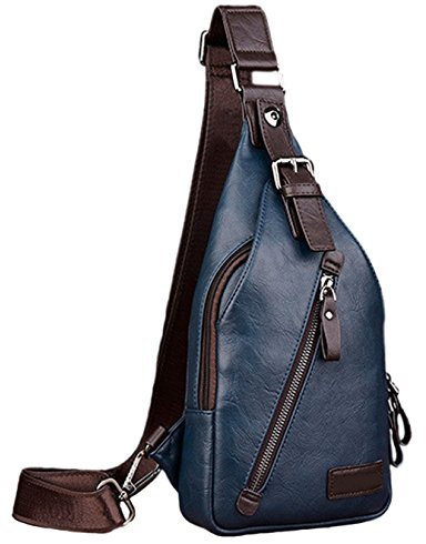 Herren Umhängetasche Crossbody Bag Messenger Bag Tablet Tasche Urban Style Chest Pack Schultertasche Sling Bag Weiches PU-Kunstleder (Petrol)