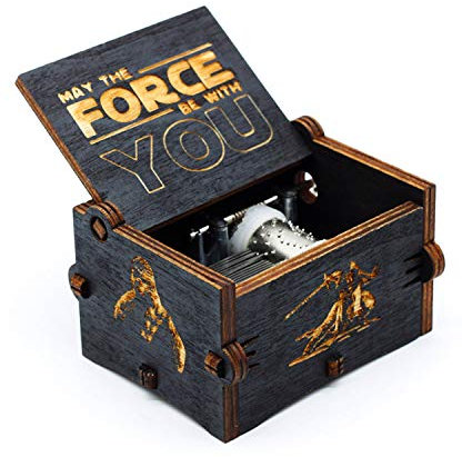 Caja de música de Star Wars de madera negra, caja de madera tallada a mano,antigua artesanía de decoración del hogar para niños regalos