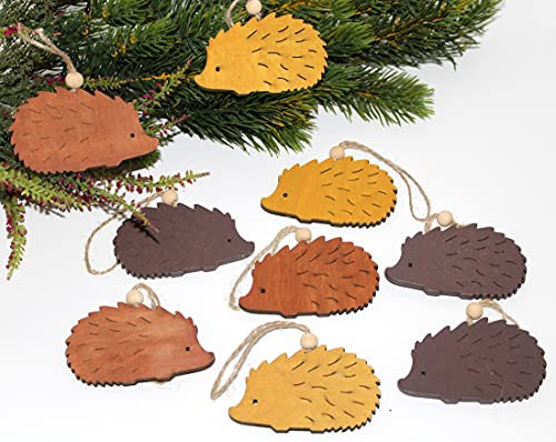 LB H&F 9 x Anhänger Herbst Deko Igel Holz (I)