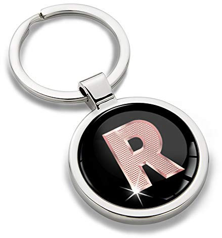 Biomar Labs® Porte-clé Lettres A-Z Initiales Personnalisable de L'alphabet Alphabet Accessoires Or Rose Homme Femme Cadeau Lettre R KK 44