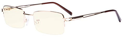 Eyekepper Blaulicht Filter Brille - UV Schutz Computer Lesehilfe Damen Herren Halbrand - Gold