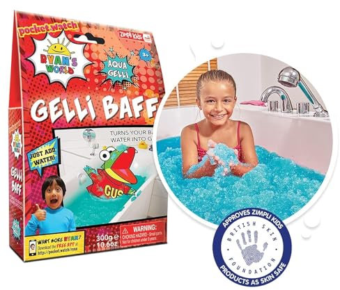 Ryan's World Gelli Baff Aqua, 1 Bath or 6 Play Uses from Zimpli Kids, Magically turns water into thick, colourful goo, Tuff Tray Ideas Accessories for Indoor & Outdoor Play, DIY Slime Making Kit