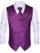 HISDERN Gilet Costume Homme Violet Paisley Mariage Gilet Cravate Pochette Mouchoir Ensemble Jacquard Gilets Sans Manche Hommes S