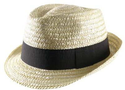 Classic Italy - Chapeau Trilby Paille Homme ou Femme Classic Trilby Paille - Taille 63 cm - Blanc