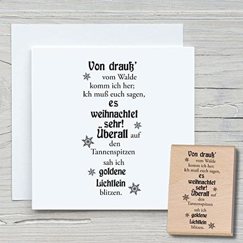 NEWSTAMPS Stempel Von drauß Motivstempel aus Holz & Gummi zum Karten und Geschenke basteln, Holzstempel für Weihnachten, Weihnachtskarte, Advent, Scrapbook, Textilstempel, Deko, Freunde