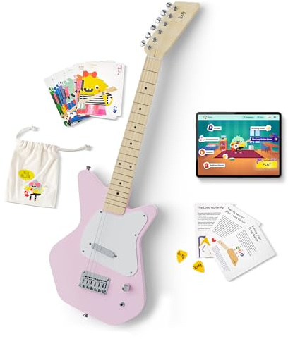 Loog Pro VI E-Gitarre für Kinder, echte Gitarre für Anfänger ab 9 Jahren, Lern-App und Unterricht im Lieferumfang enthalten (Pink)