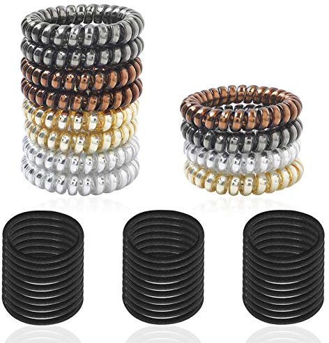 Set of 42, Spiral Hair Ties and Elastic Thick Tie, SourceTon Coil Hair Ties Phone Cord Hair Ties and 4MM Hair Braided Elastic Tie for Women