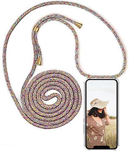 YuhooTech Handykette Hülle Kompatibel mit iPhone 13 Pro Handyhülle, Smartphone Necklace Hülle mit Band - Handyhülle mit Kordel Umhängenband - Schnur mit Case zum umhängen in Rainbow