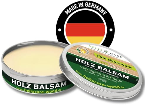 HeliaCARE Holz Balsam | BIO Holzpflege mit Bienenwachs | 150ml | Holzbalsam aus deutscher Herstellung | Natürliche Möbelpolitur | Verschließt Holzporen von innen und hält Flüssigkeiten ab