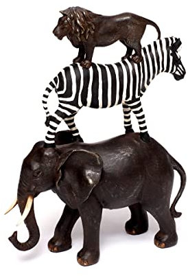 Brillibrum Design Deko Figur Elefant Löwe Zebra Afrika Skulptur im Kolonialstil Safari Wohnzimmer Dekoration Tierfigur