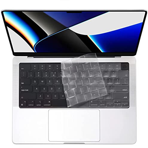 iJiZuo Cubierta del Teclado, Delgada película Transparente de TPU Material de Teclado, Compatible para 2021 Mac Book Pro 14 Pulgadas / 2021 Mac Book Pro 16 Pulgadas -Claro(US Layout)
