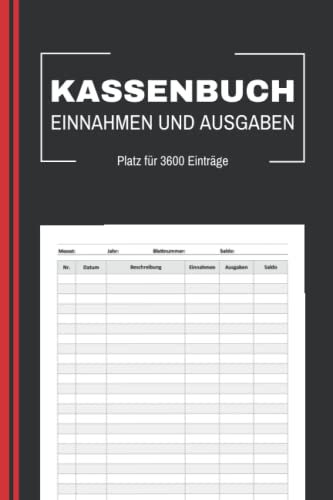 Kassenbuch Kleinunternehmer: für Vereine und Selbständige | Haushaltsbuch | Einnahmen und Ausgaben erfassen | A5 | 3600 Einträge