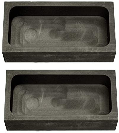 LLF Gold Silber Graphit Barrenform Tiegel zum Schmelzen Gießen Verfeinern (2 Stück 1 kg (100 x 50 x 25 mm)