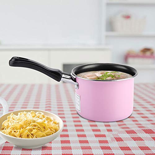 Olla antiadherente, práctica y práctica cacerola para sopa, minicacerolas coloridas para leche(rosa) Regalo de San Valentín