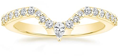Titaniumcentral Vorsteckring Damen Schmal Eternity Ring Rosegold Gold Silber Birnen und Rund Schliff Zirkonia Verlobungsringe Eheringe