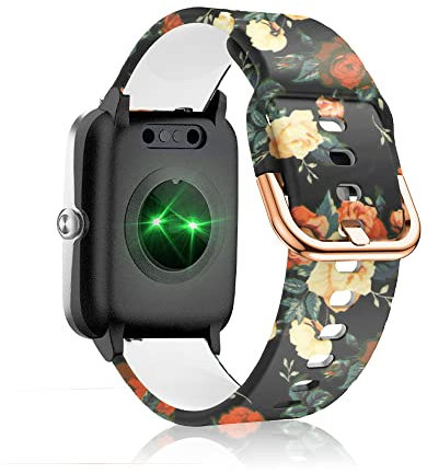 SeNool Bracelet Compatible avec ID205L ID205S ID205G ID215G ID216 SW020 SW021 SW023 YM020 YM021 YM023, [19mm Silicone Bande de Remplacement] Band Compatible avec Blackview R3/R3 Pro - Rote Rose