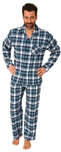 Normann Herren Flanell Schlafanzug Pyjama in Karo Optik - auch in Übergröße