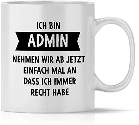 mindmonkeys® Tasse mit Spruch Ich bin Admin für Nerds Programmierer Informatiker Mathematiker als Dankeschön Jubiläum Keramik 300 ml